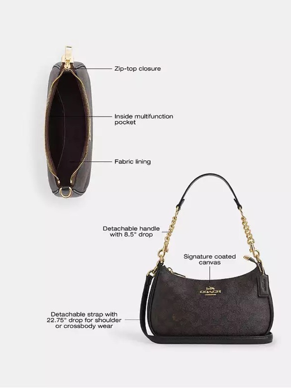 Coach Teri Shoulder Bag in Signature Leather

Black, Brown, Gold - Picture 5 of 5